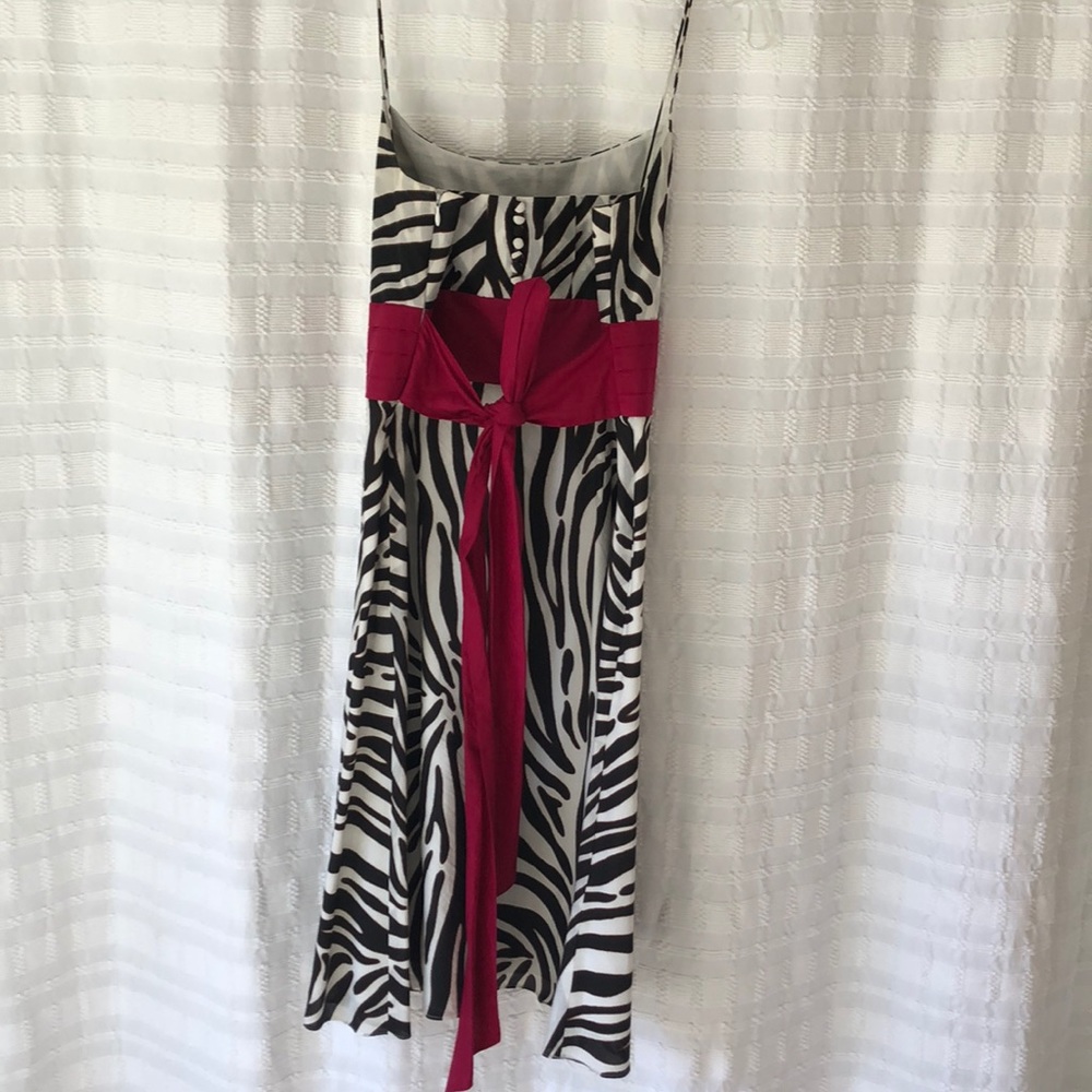 Ann Taylor Black and White Zebra Print Dress with Pink Accent - Picture 3 of 5